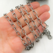 Oxidized 925 Steeling Silver Diamond Cut Cable Link Chain